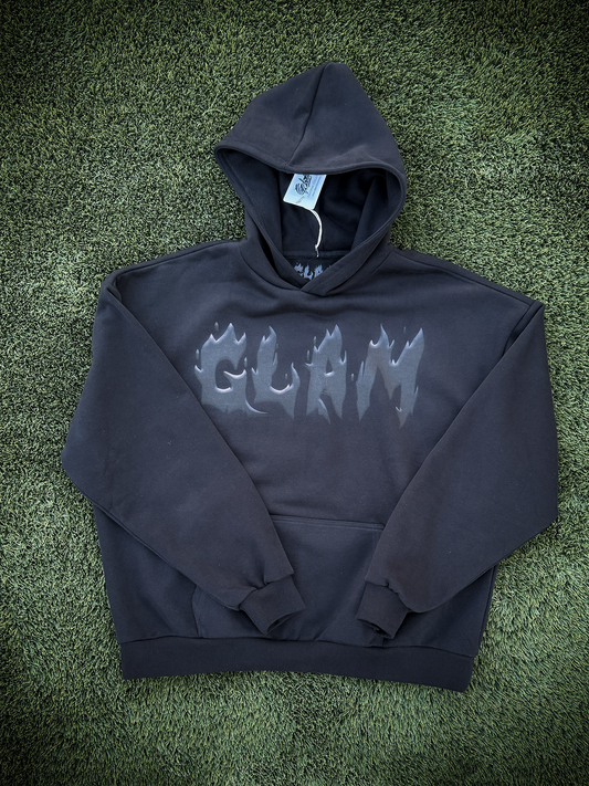 Glam Studios Black Flame Cropped Fit & Oversized Hoodie 460GSM