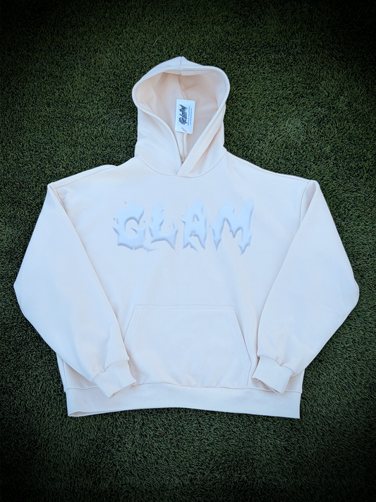 Glam Studios Cream Flame Cropped Fit & Oversized Hoodie 460GSM